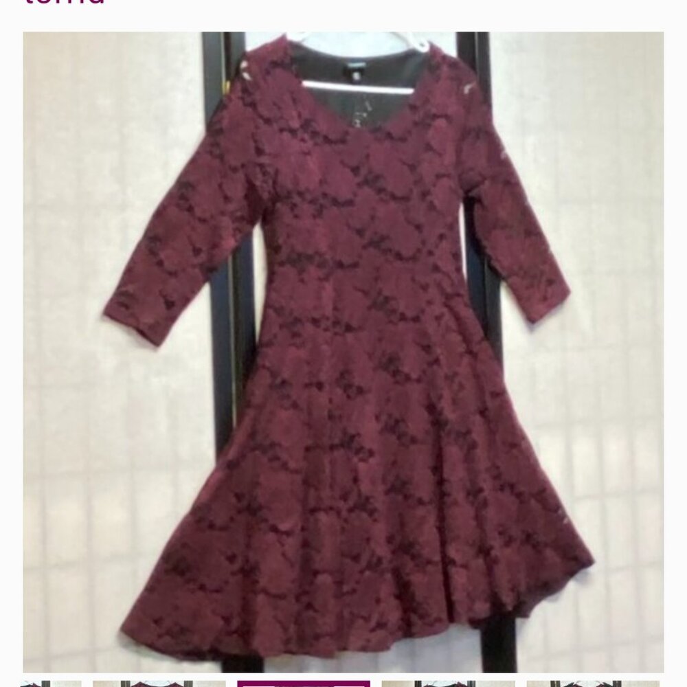 Romantic Lace Dark Red and Black Roses dress - Picture 5 of 13